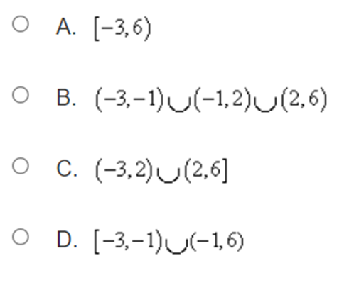 the graphed function. \fFind the domain of the function (x), given f