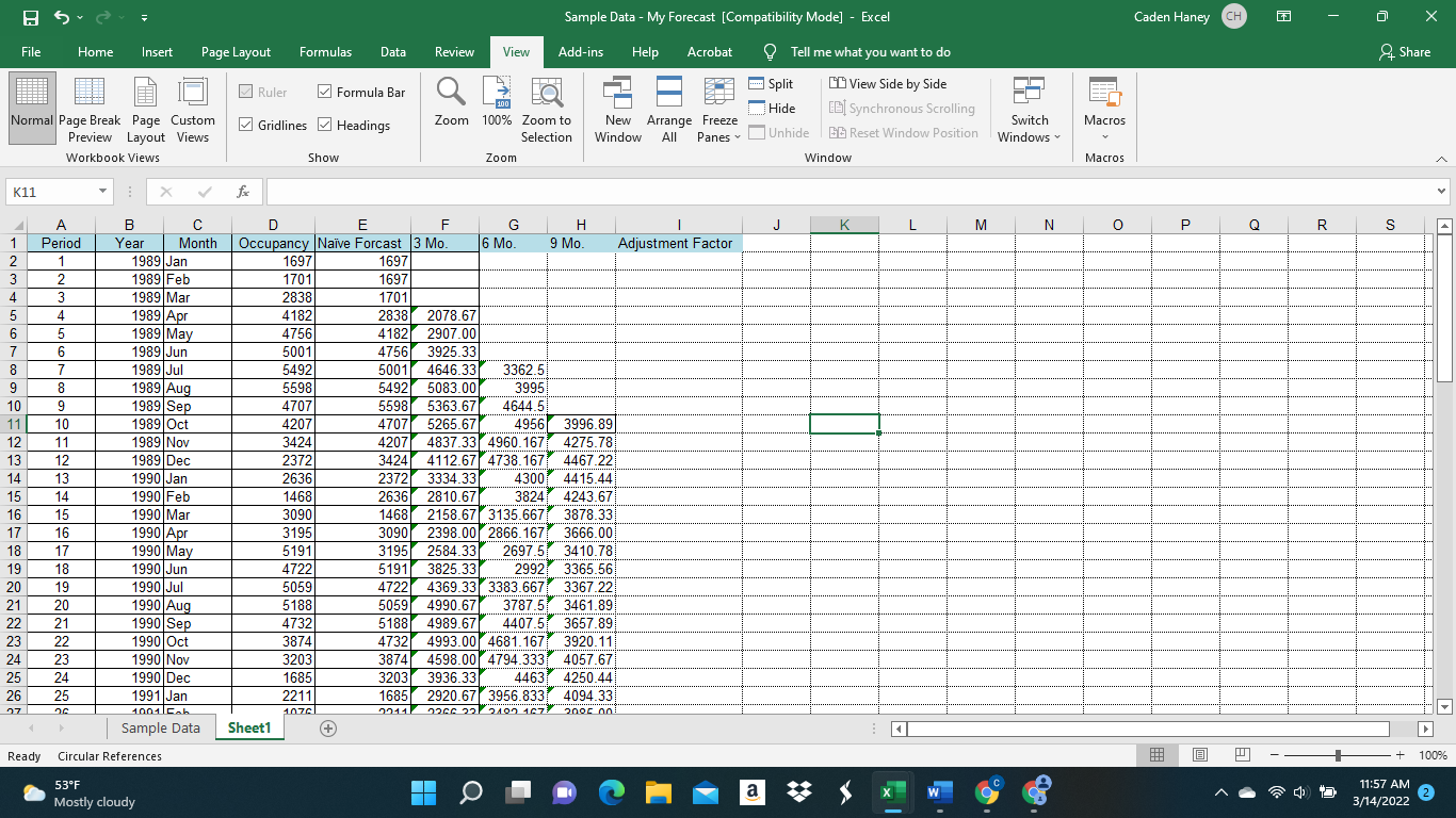  Sample Data - My Forecast [Compatibility Mode] - Excel Caden Haney