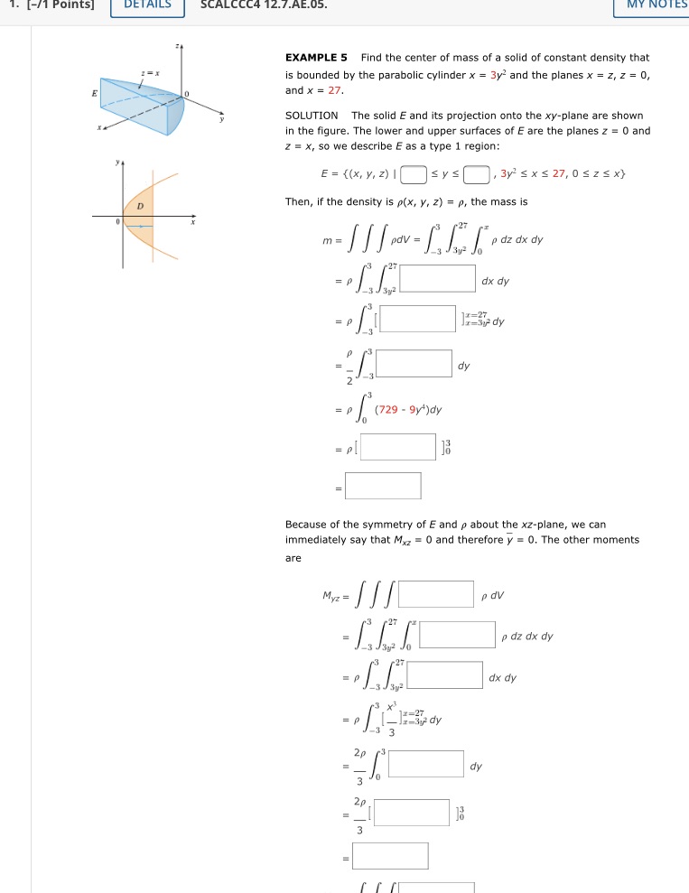  1. [-/1 Points] DETAILS 12.7.AE.05. MY NOTES EXAMPLE 5 Find the