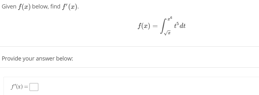 below: F(x) =Find the area of the region pictured below that is