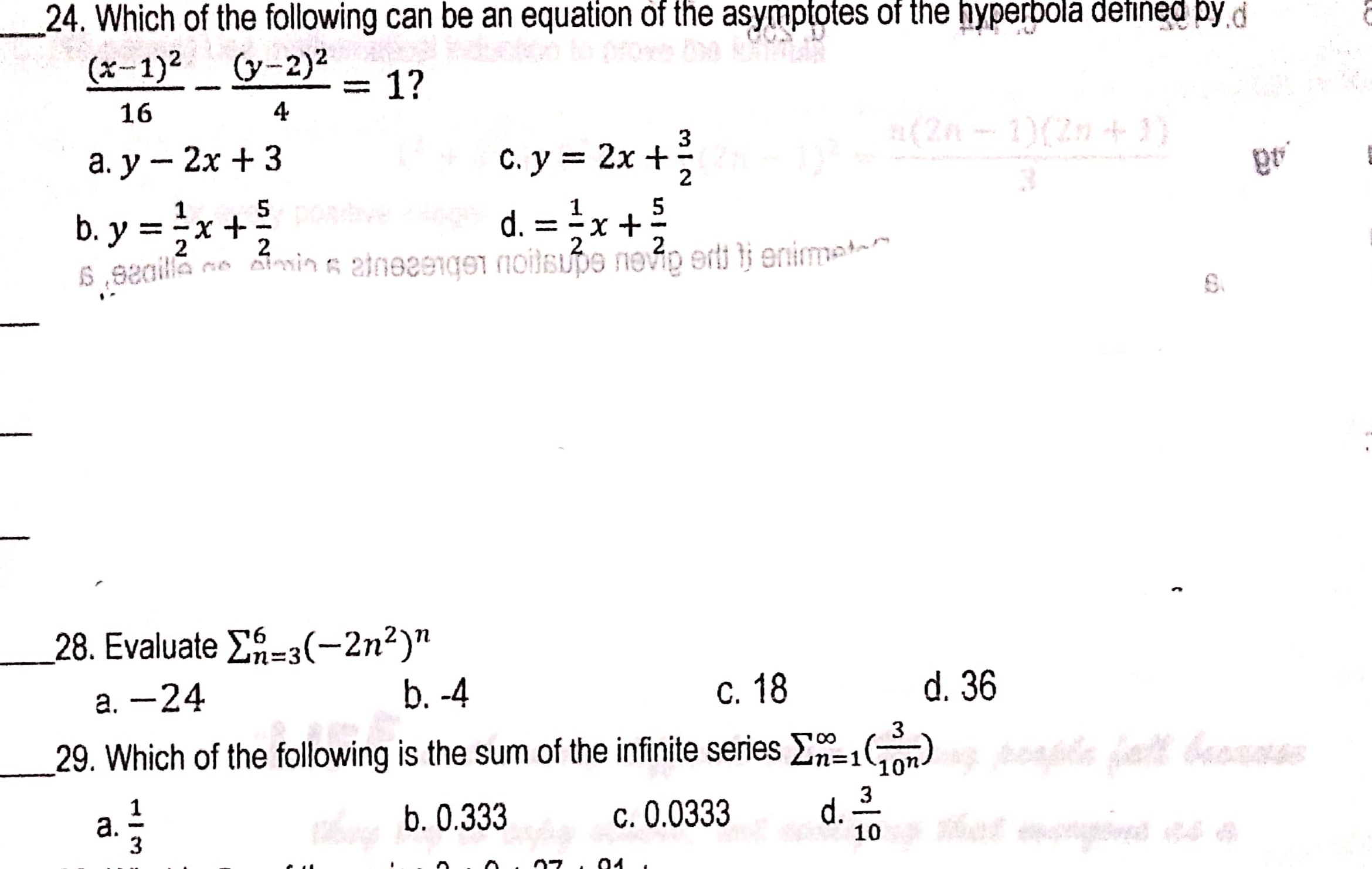 tilted plane intersects only one cone to form an unbounded curve. a.