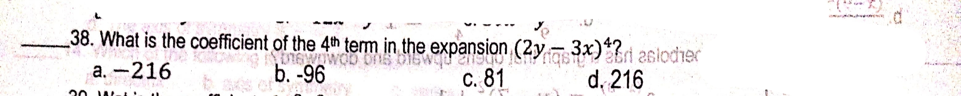 Circle b. Parabola C. Ellipse d. Hyperbola 6. Which of the following