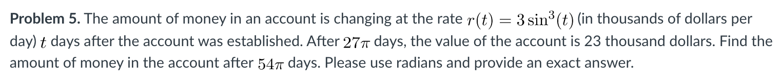 Thank you so much for your help on this Problem 5. The