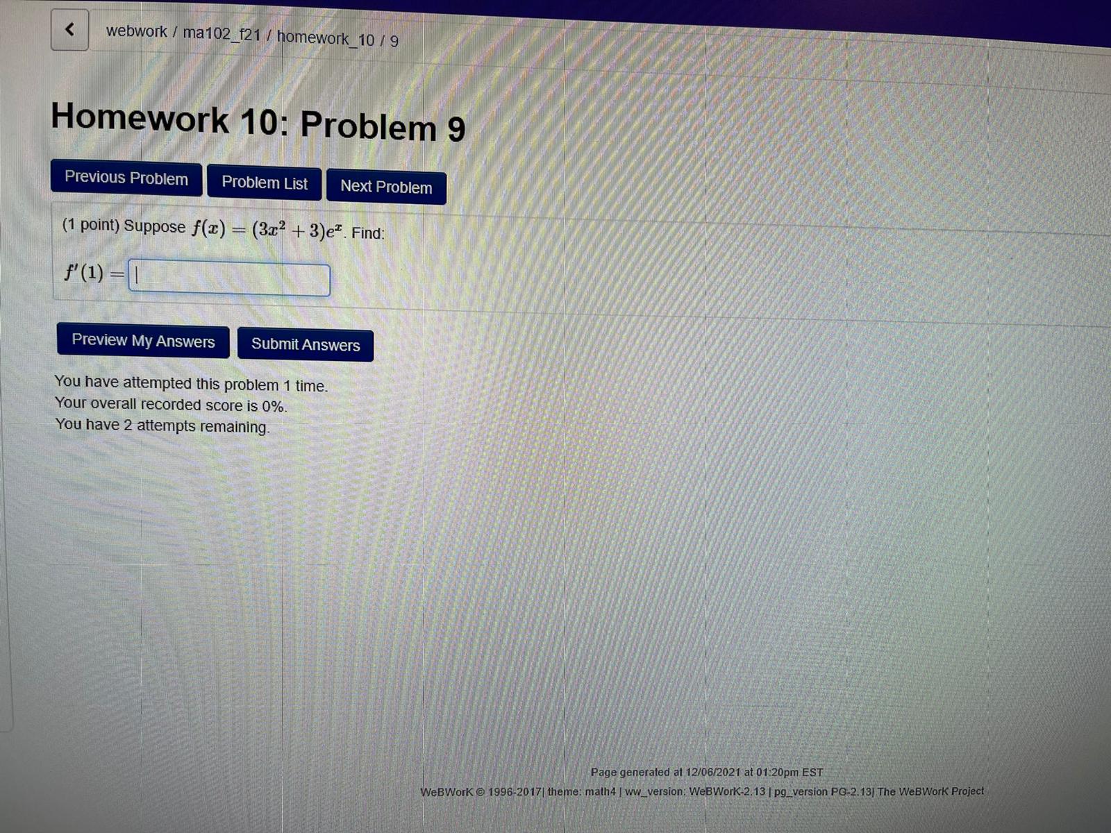 (b) The slope of the graph of f(x ) at: i) =