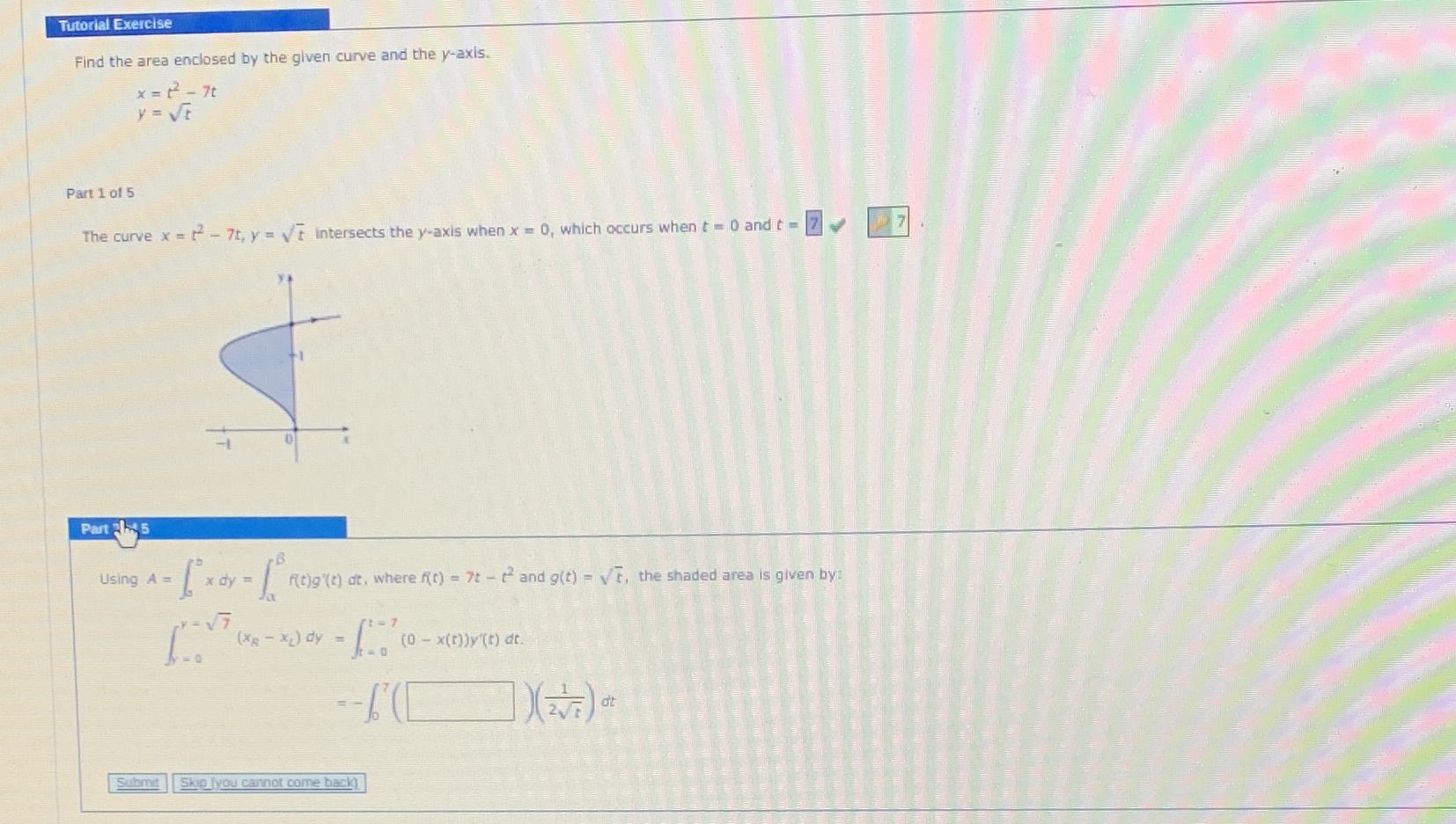  Tutorial Exercise Find the area enclosed by the given curve and
