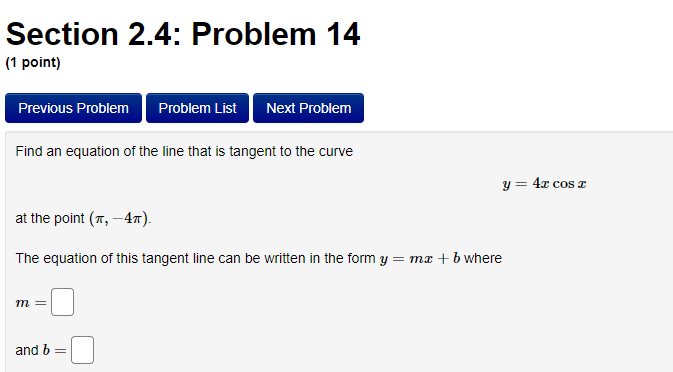 Find f'(5).Section 2.4: Problem 11 (1 point) Previous Problem Problem List Next