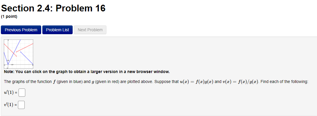 Problem 12 (1 point) Previous Problem Problem List Next Problem Differentiate f(x)