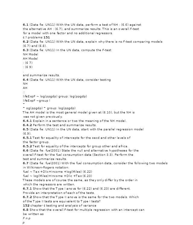  6.1 (Data fie: UNI1) With the UN data, perform a test