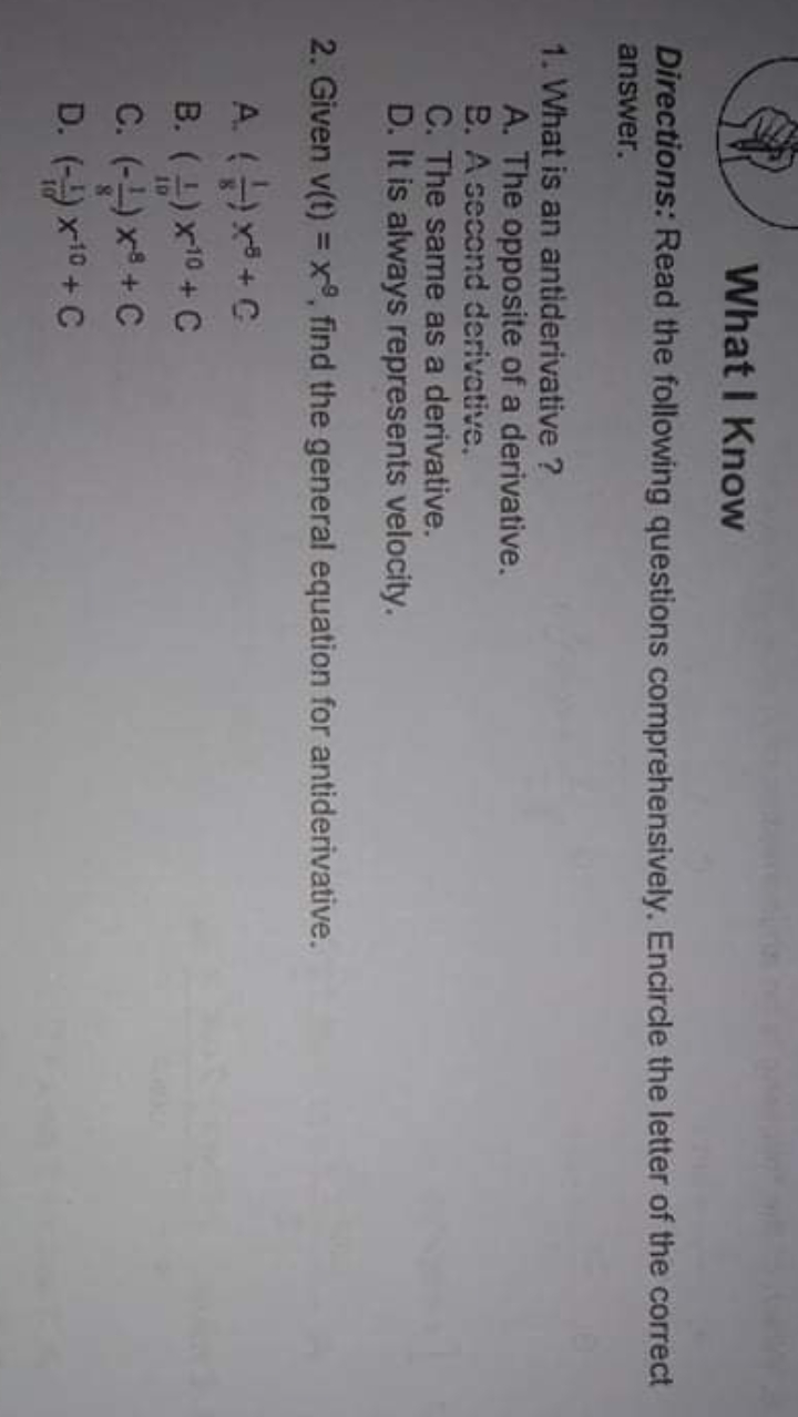 Thankyou please show complete solution What I Know Directions: Read the following