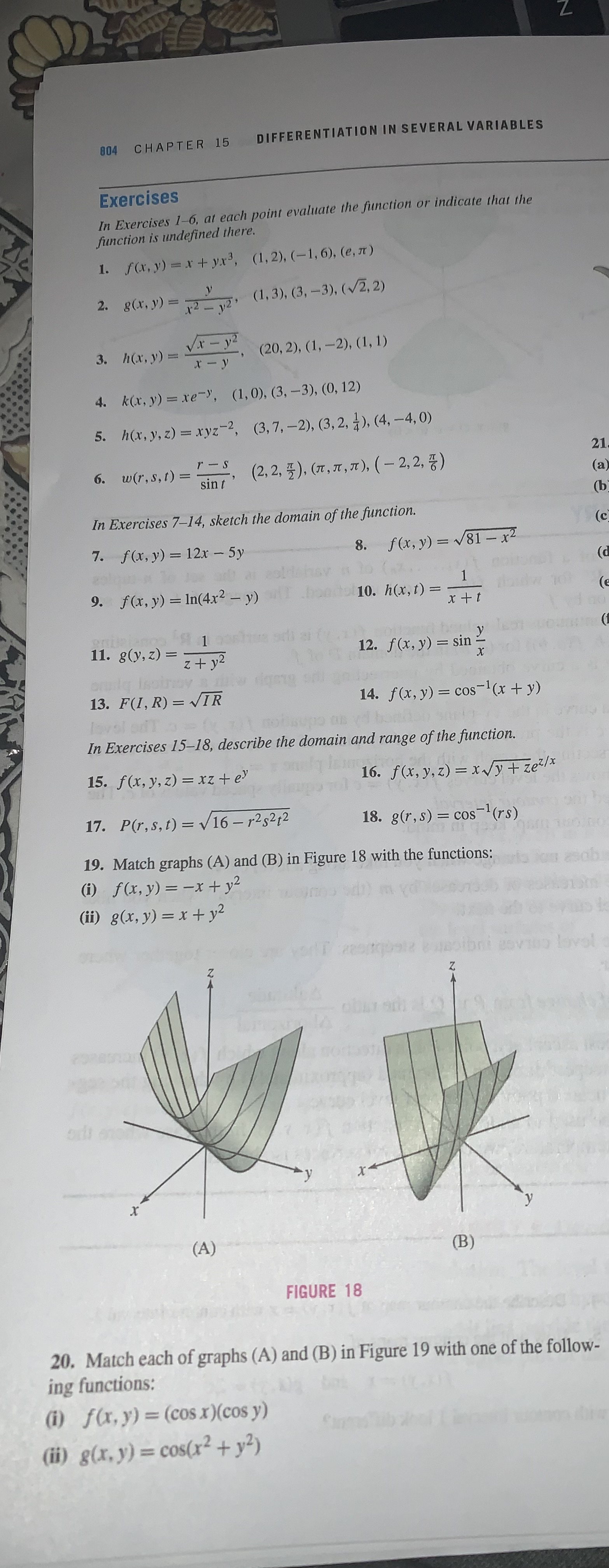  804 CHAPTER 15 DIFFERENTIATION IN SEVERAL VARIABLES Exercises In Exercises 1-6,