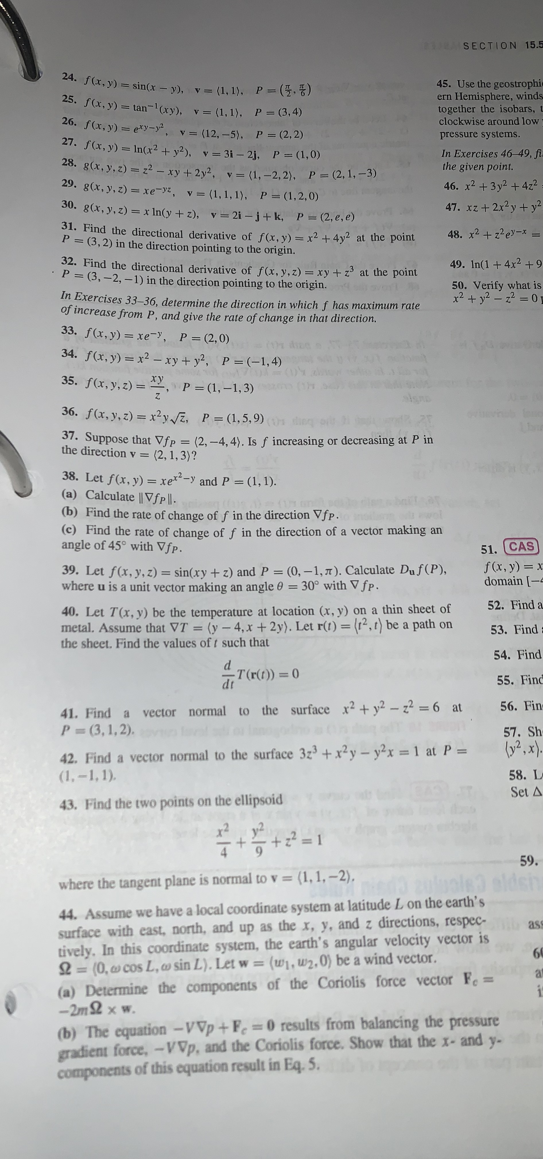  SECTION 15.5 24. f (x, y) = sin(x - y), v=