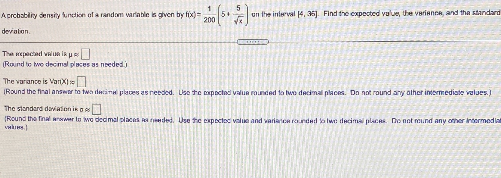  5 A probability density function of a random variable is given