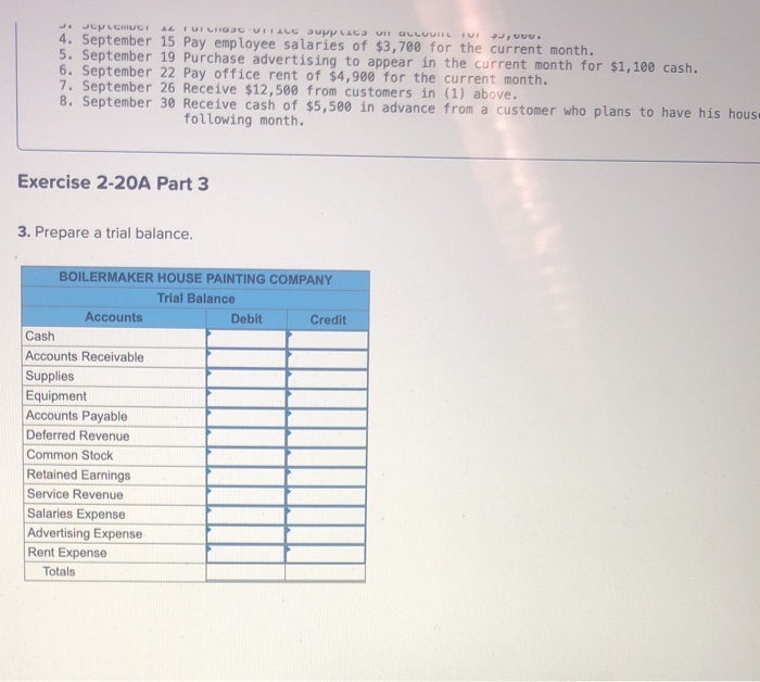 a trial balance (LO2-4, 2-5, 2-6) The following information applies to the