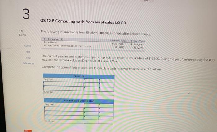  3 QS 12-8 Computing cash from asset sales LO P3 25