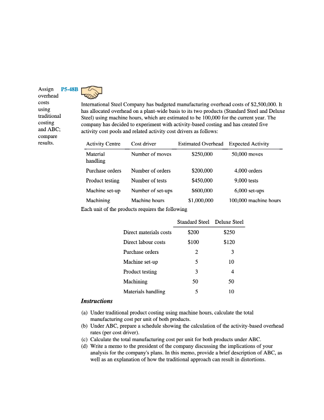 I do not know how to answer this excersice Assign P5-48B overhead