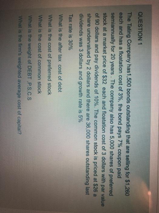 as soon as possible please and not on excel !!! QUESTION 1