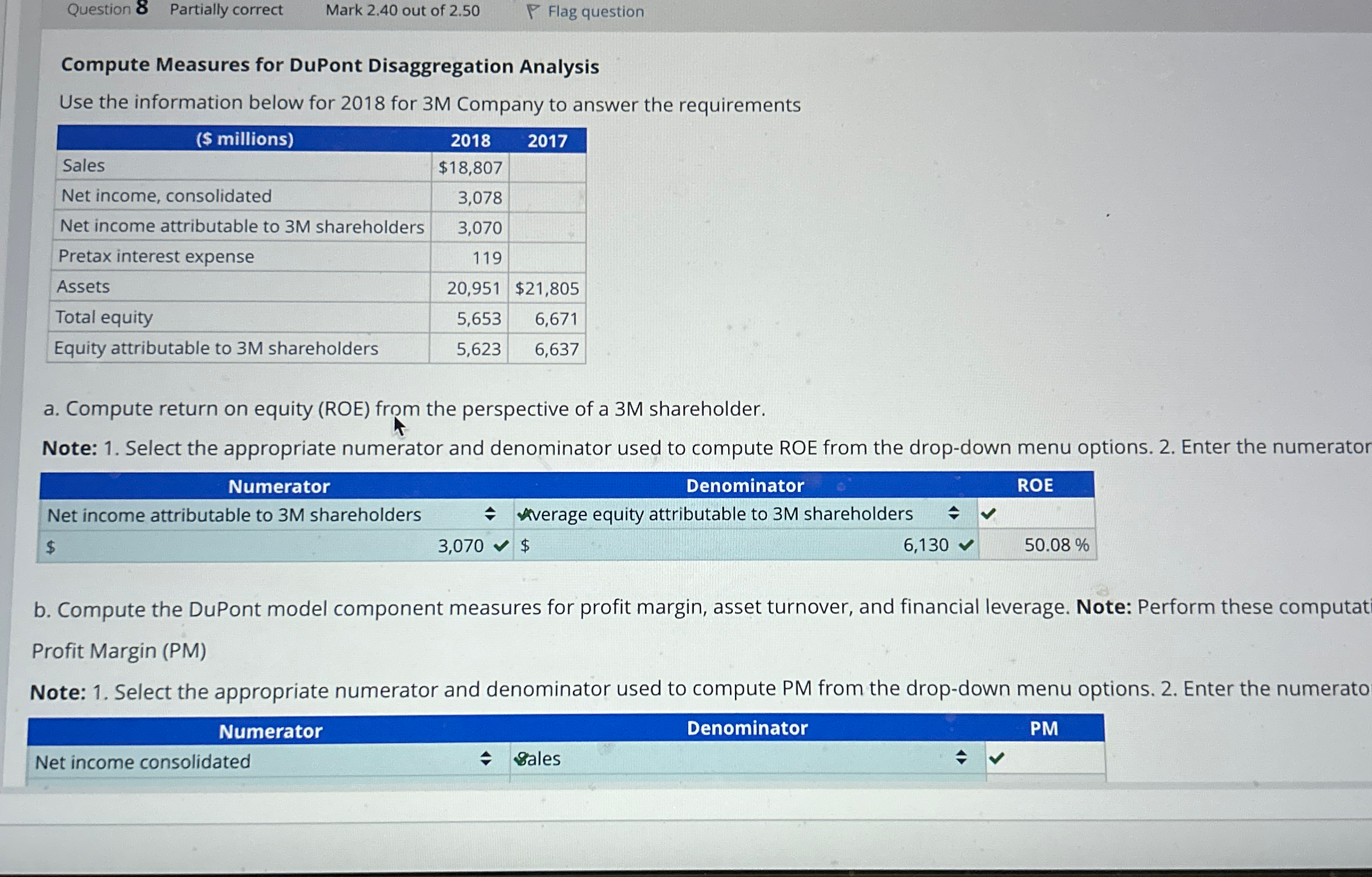  Question 8 Partially correct Mark 2.40 out of 2.50 Flag question