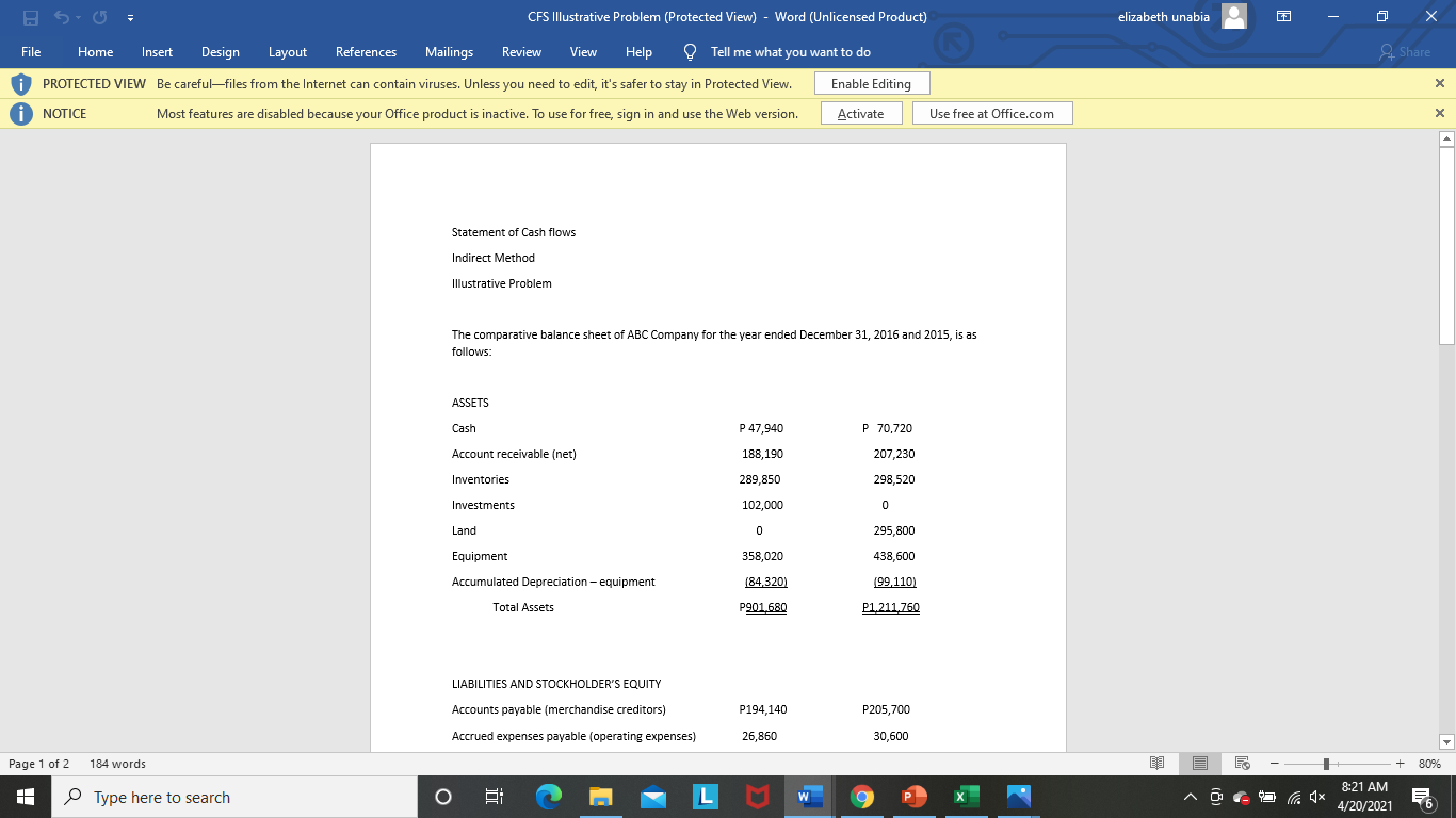 the income statement:buildings, P 51,660; machinery and equipment, P 22,680.c.Patent amortization reported