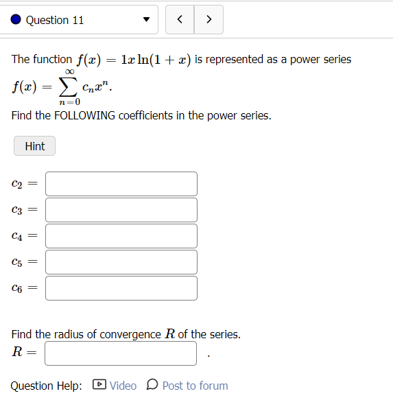 represented as a power series (1 93) on x} = Z cum".