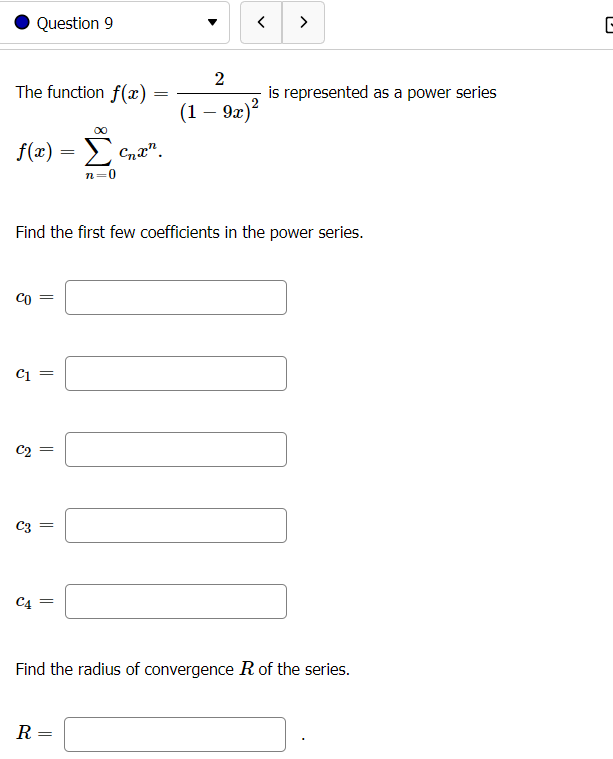 radius of convergence R of the series