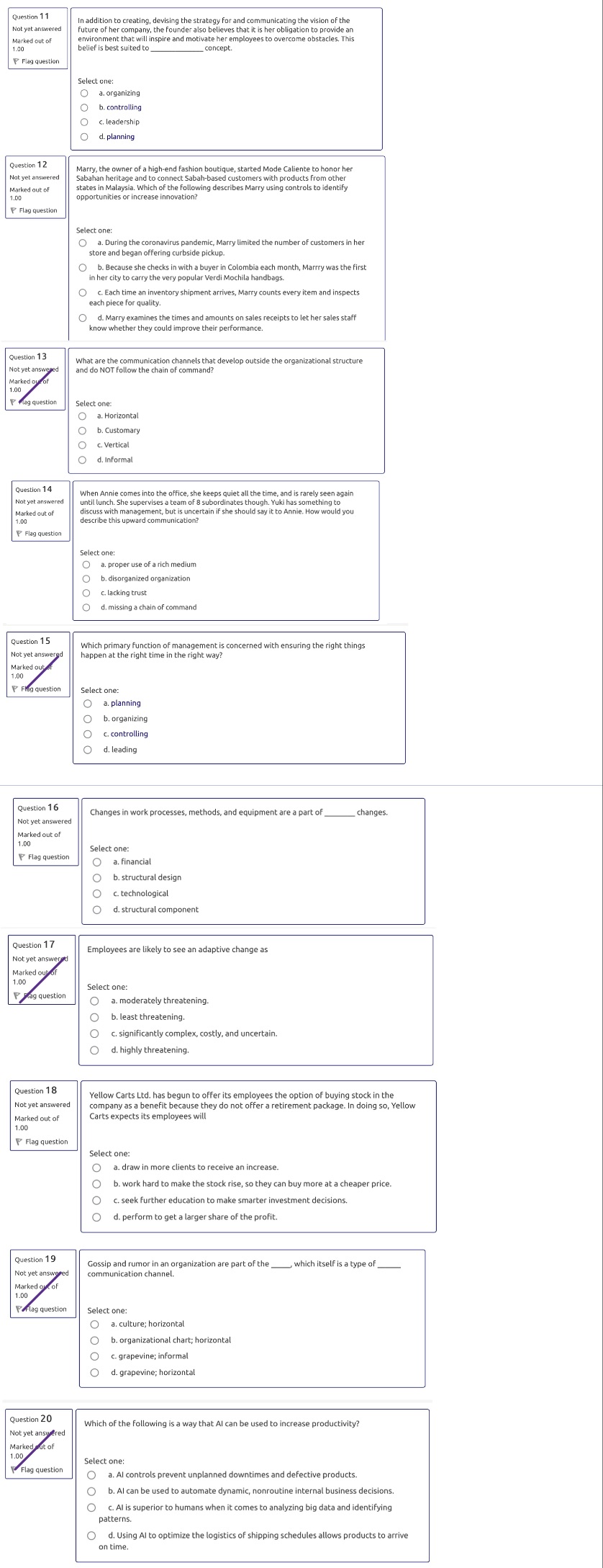 Question 11 n addition to creating, devising the strategy for and