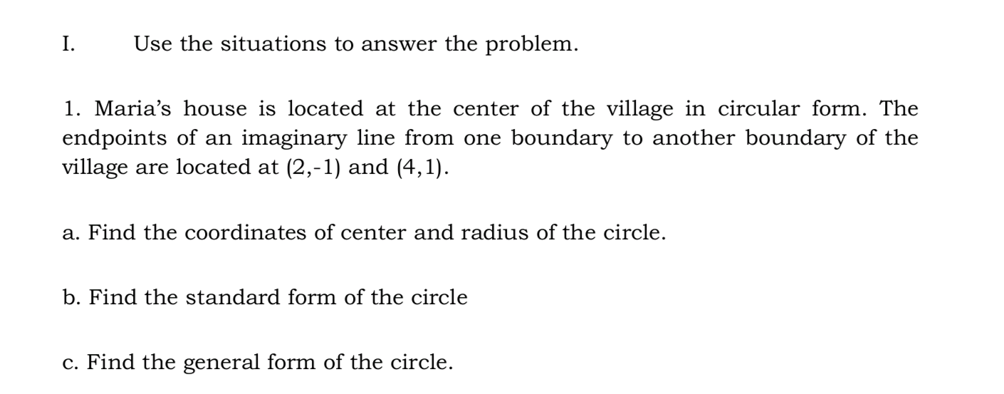 I need help with answering this problem, thank you! I. Use the