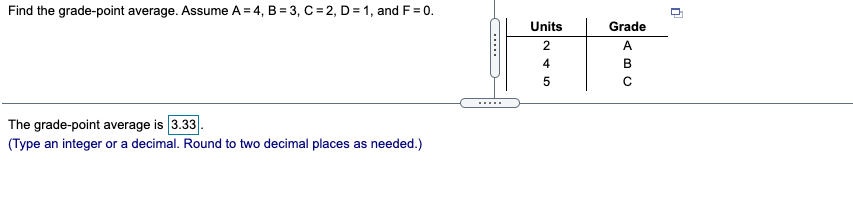  Find the grade-point average. Assume A = 4, B = 3,