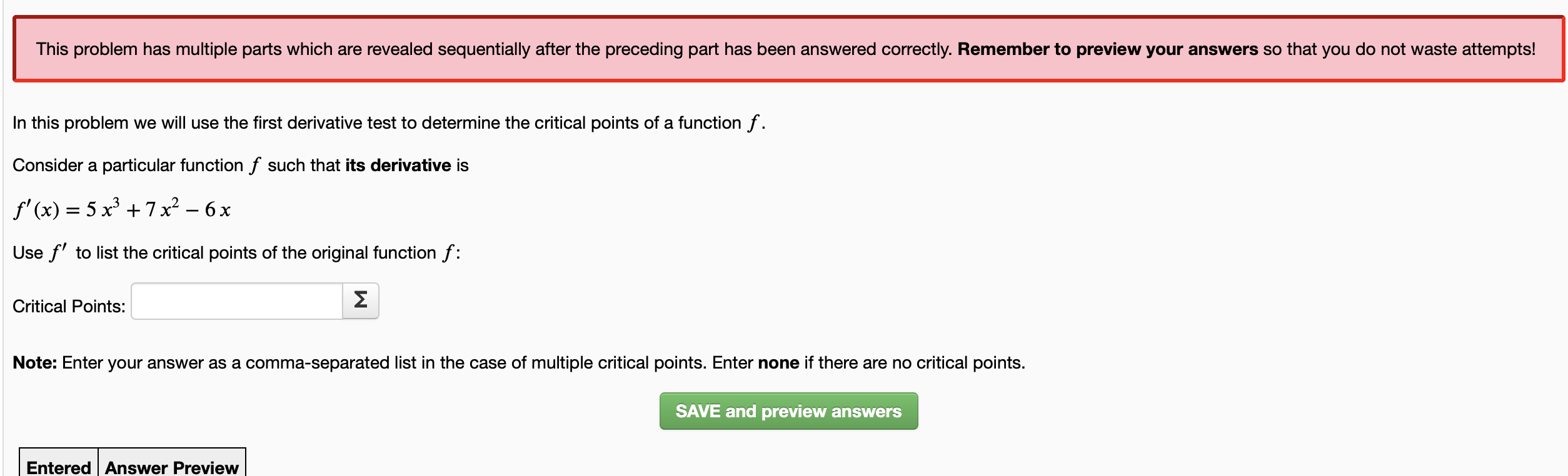 In this problem we will use the rst derivative test to