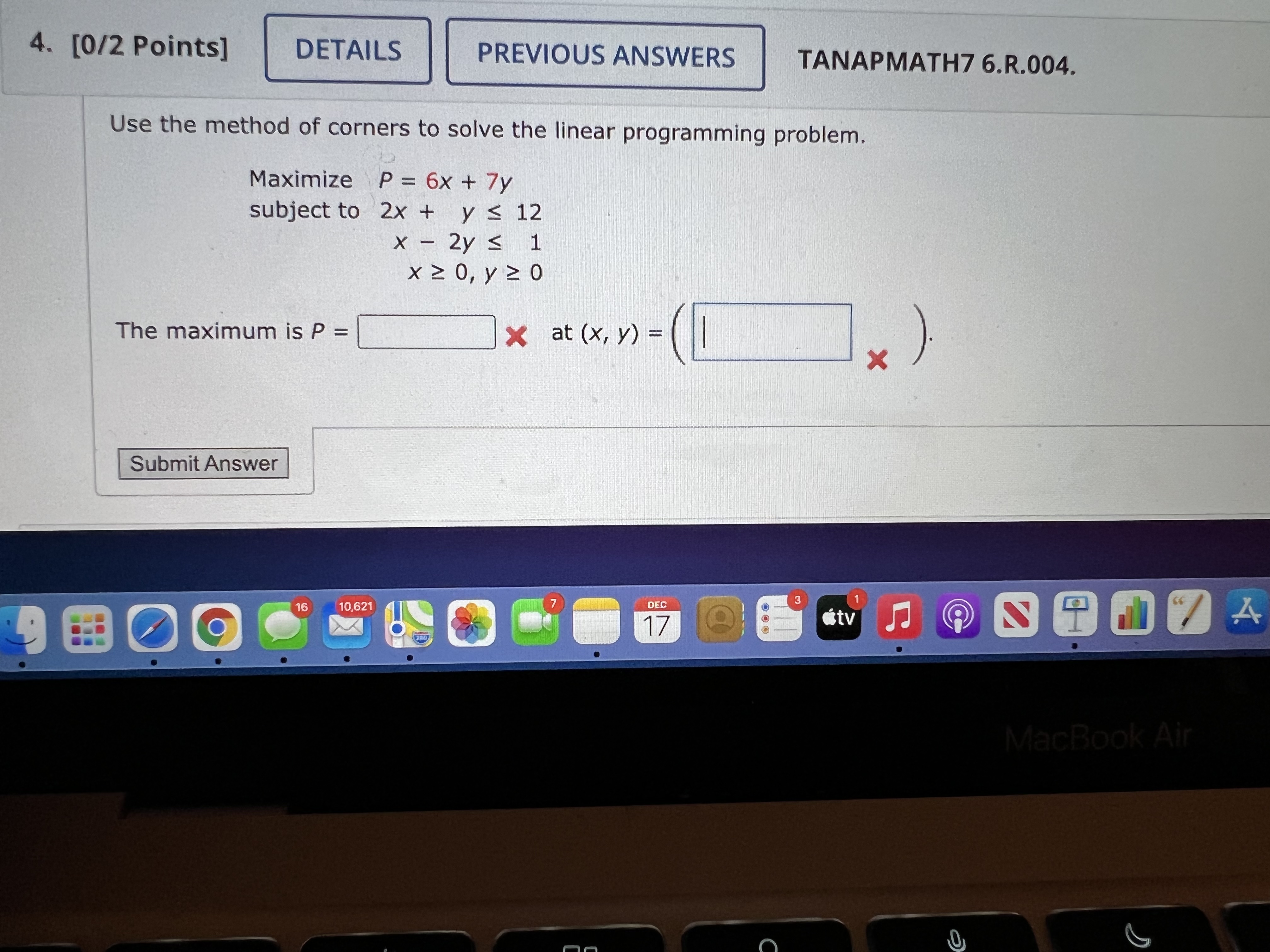 help please please with these 4. [0/2 Points] DETAILS PREVIOUS ANSWERS TANAPMATH7