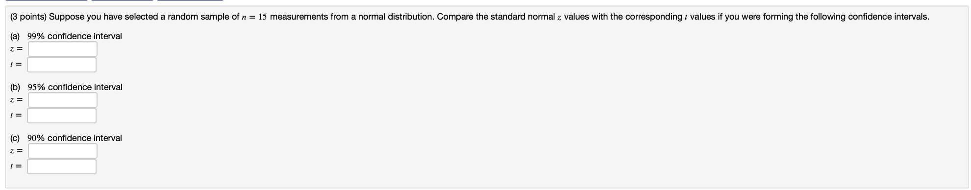 V {D o 1. If a sample has 15 observations and a