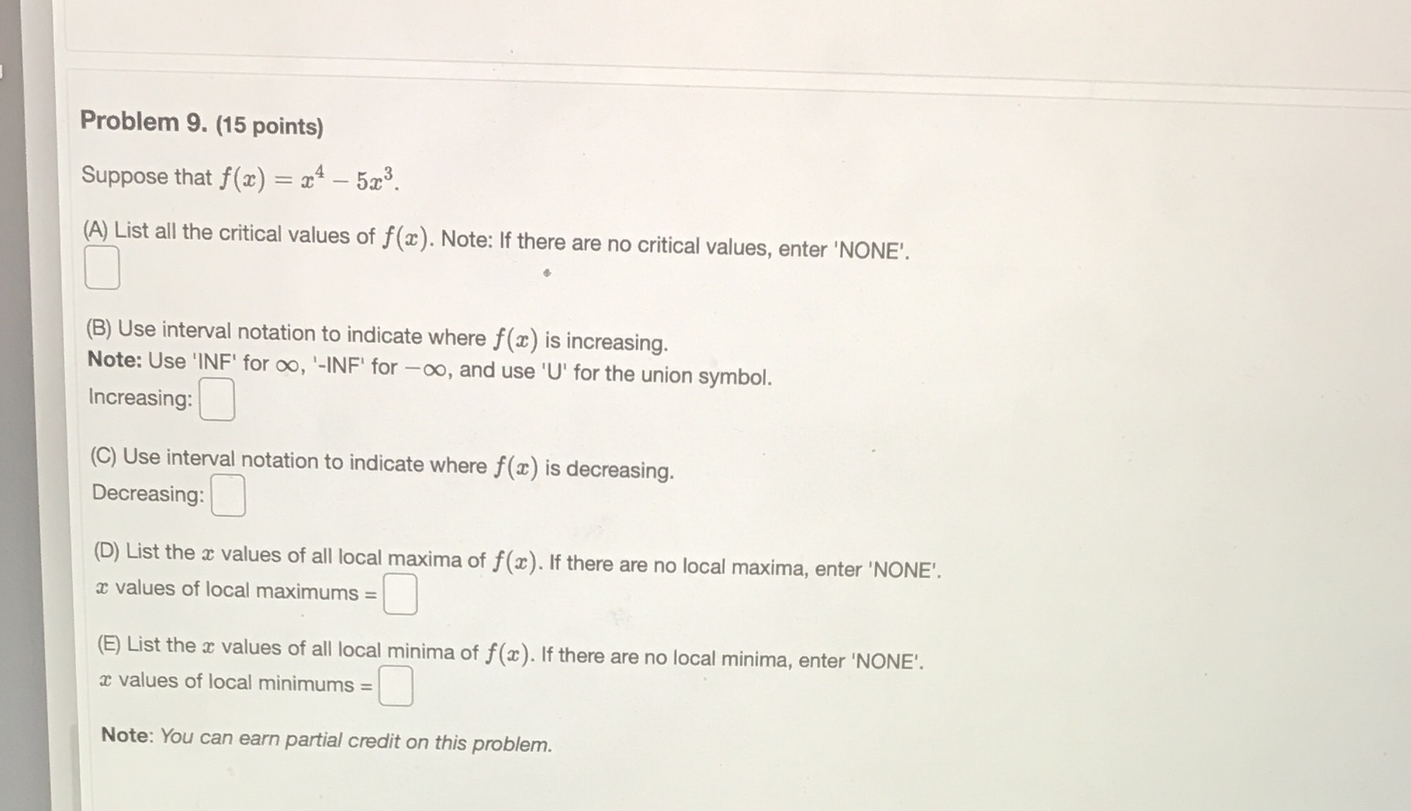 Problem 9. (15 points) Suppose that f (a) = 24 -