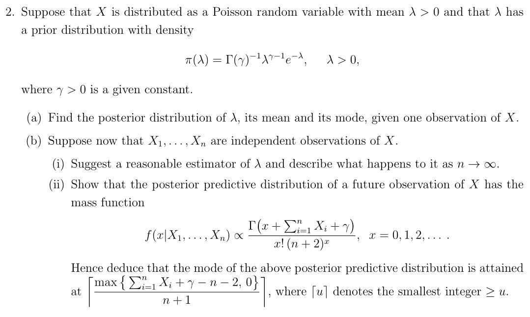  2. Suppose that X is distributed as a PoissOn random variable