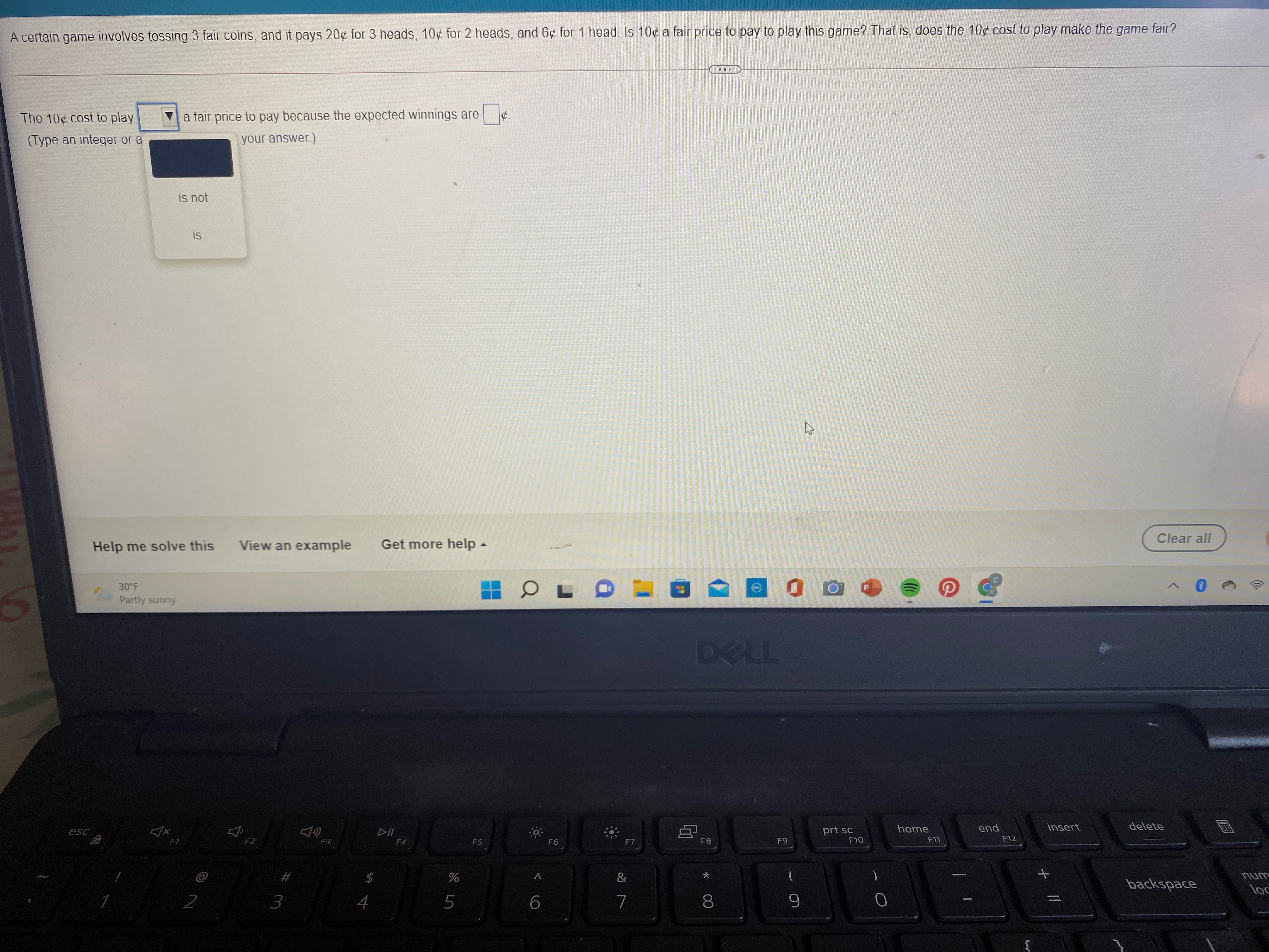 A certain game involves tossing 3 fair coins, and it pays