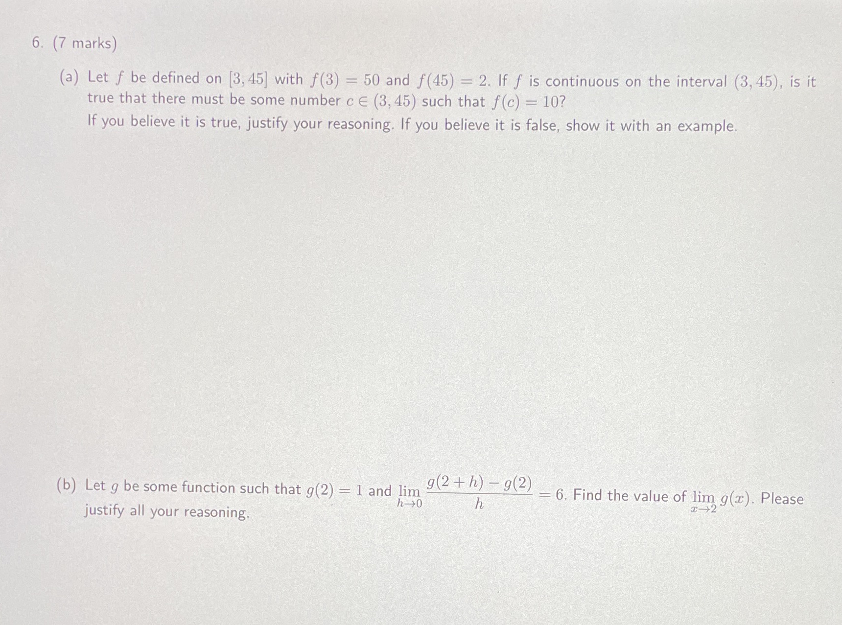  6. (7 marks) (a) Let f be defined on [3, 45]