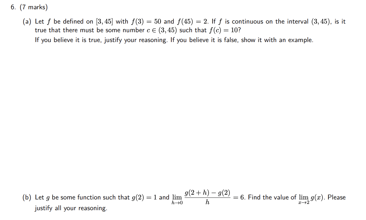  6. (7 marks) (a) Let f be defined on [3,45] with