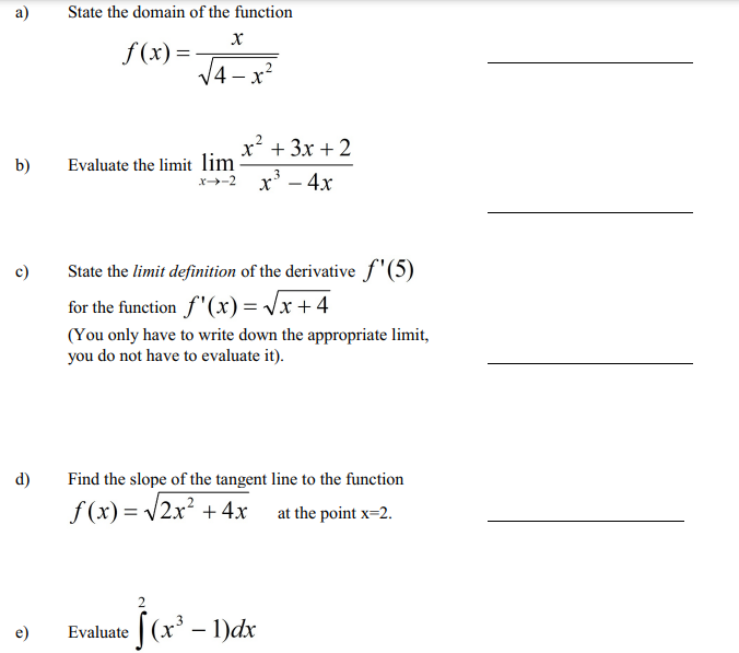 b) d) State the domain of the function I m =