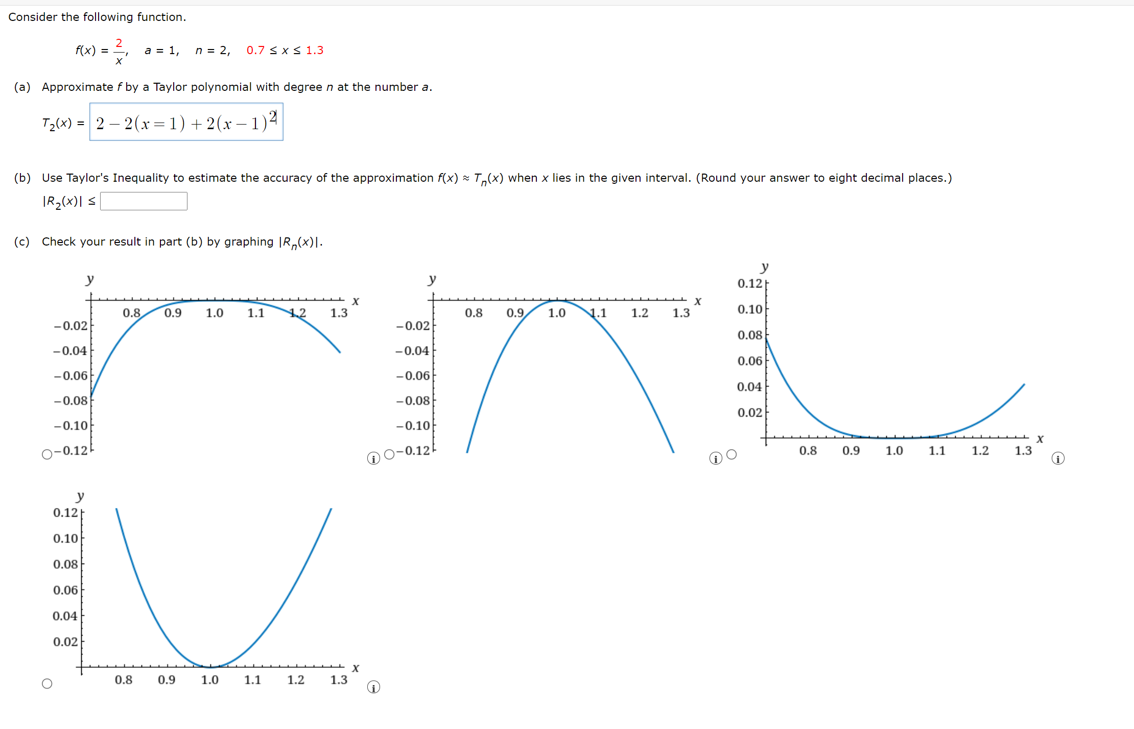 Consider the following function. foo3, a=1, n=2, 0.75xs1.3 X (a) Approximate