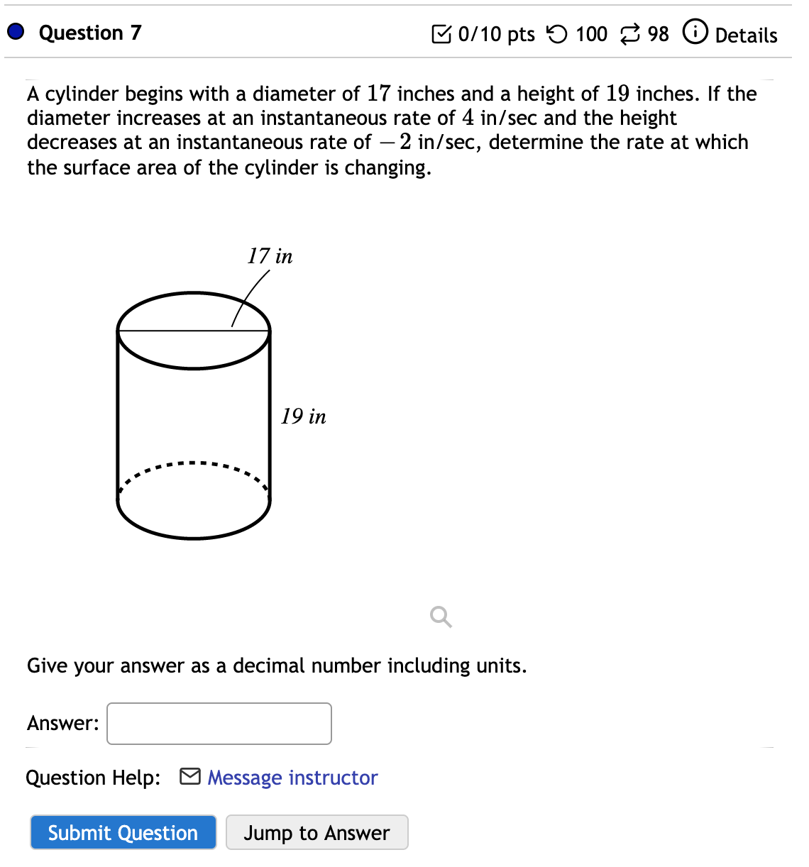 Details A water tank in the shape of an inverted circular cone