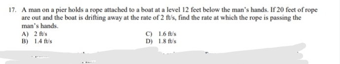 This is in Differential Calculus. This is only multiple choice. Provide necessary
