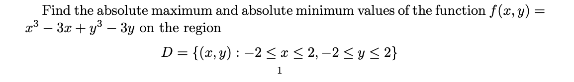 6. Find the absolute maximum and absolute minimum values of the function