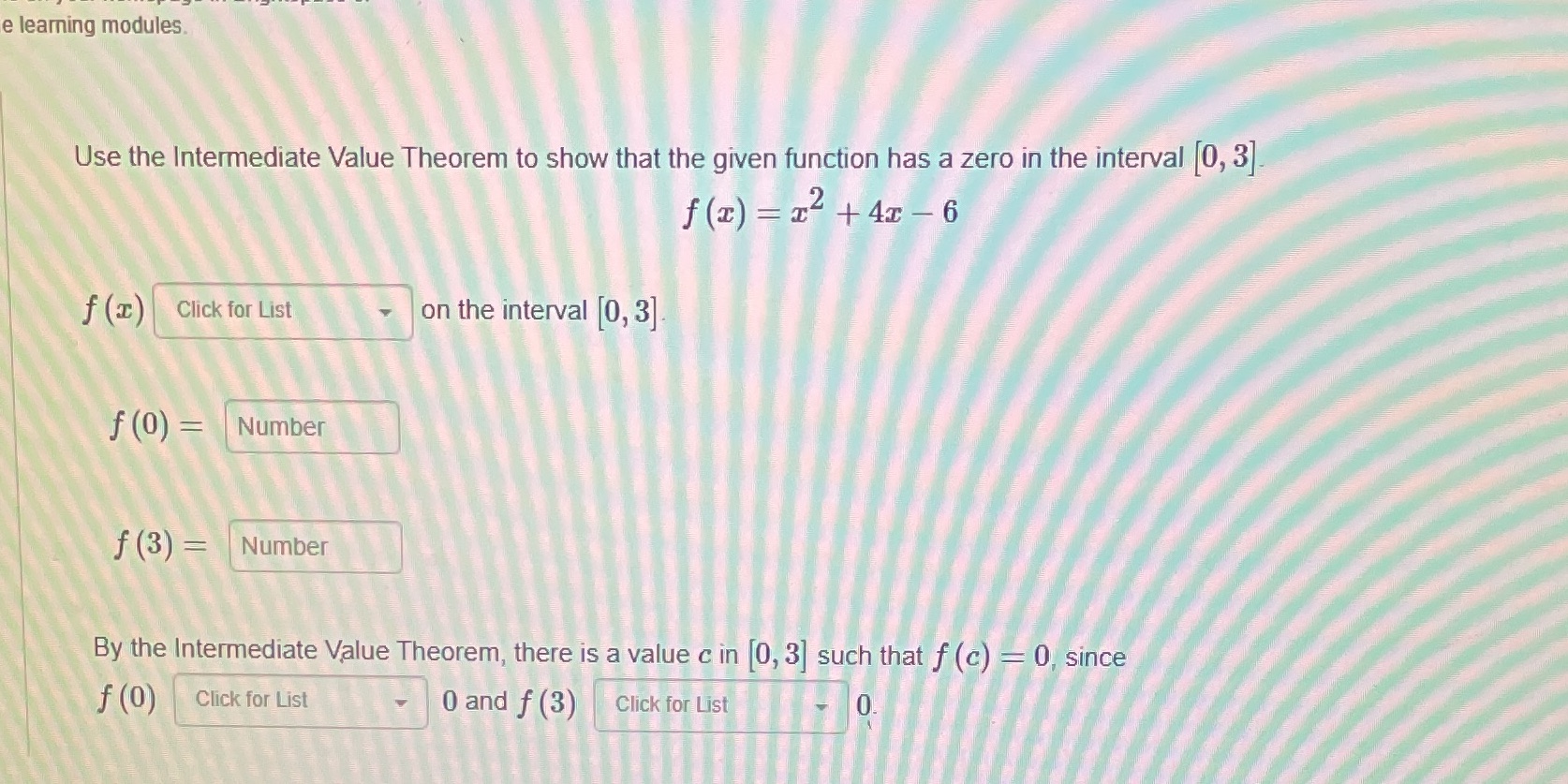 Was needing help solving this please e learning modules. Use the Intermediate