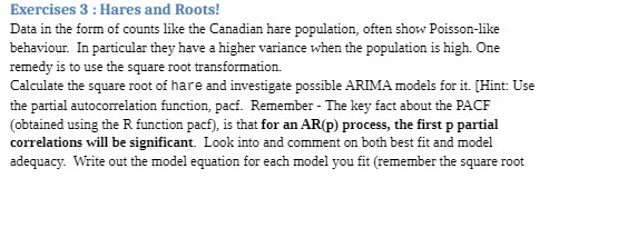 Exercises 3 : Hares and Roots! Data in the form of