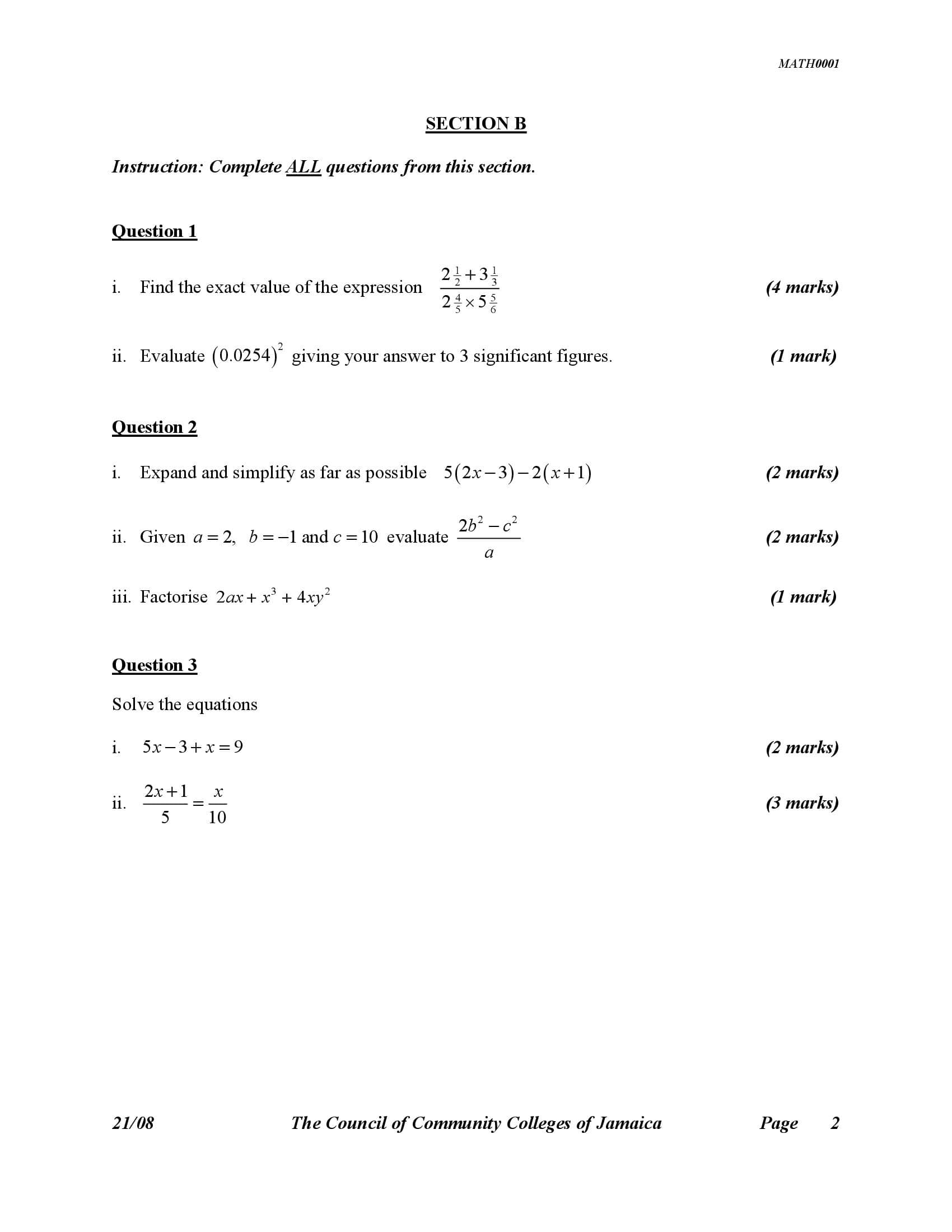 PLEASE answer this question SECTION B Instruction: C ongpiete ALL questions from
