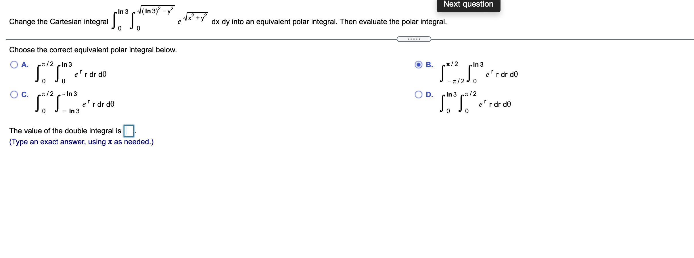 it legible Change the Cartesian integral JJ x dx dy into an