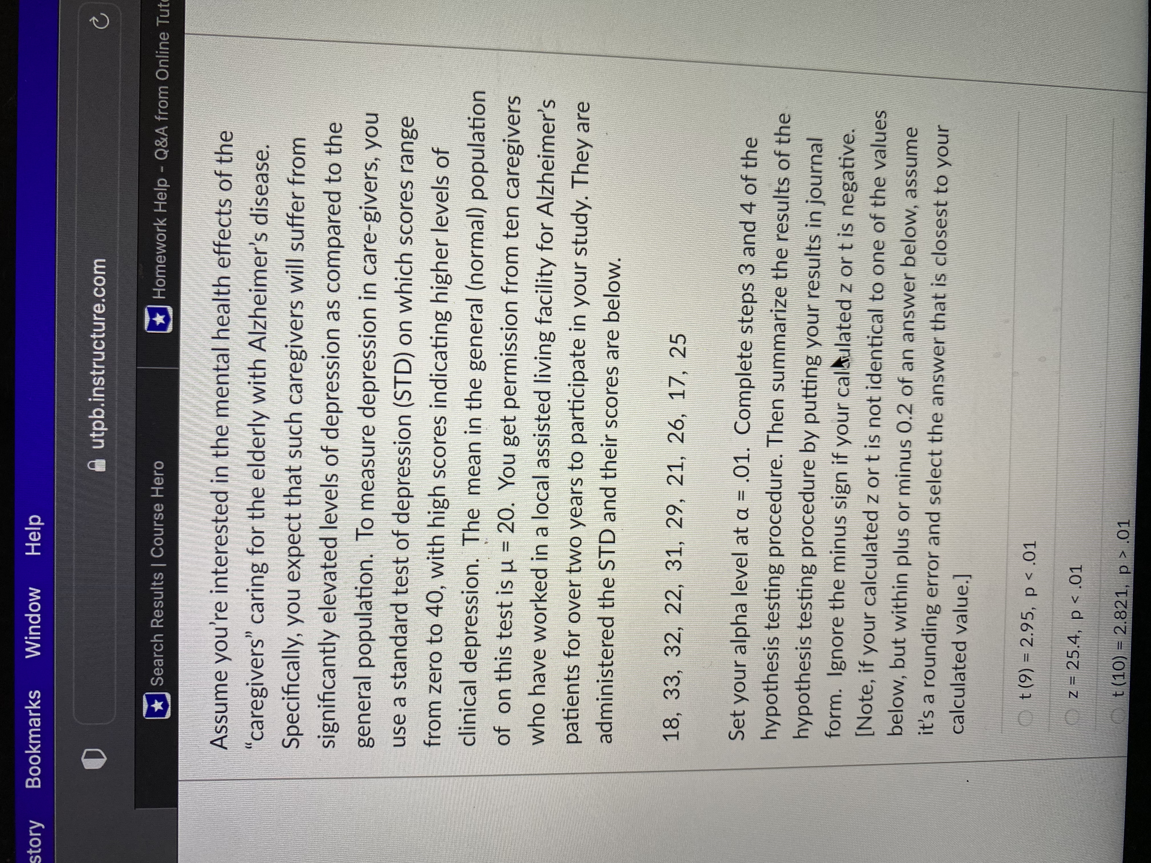  tory Bookmarks Window Help utpb.instructure.com Search Results | Course Hero Homework