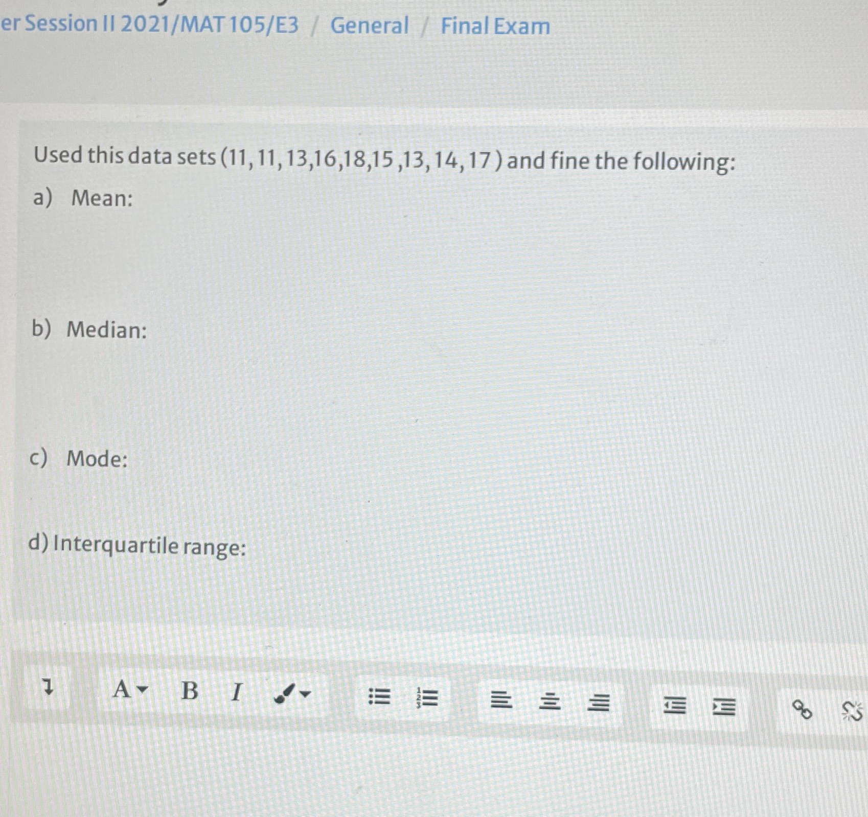  er Session II 2021/MAT 105/E3 / General / Final Exam Used