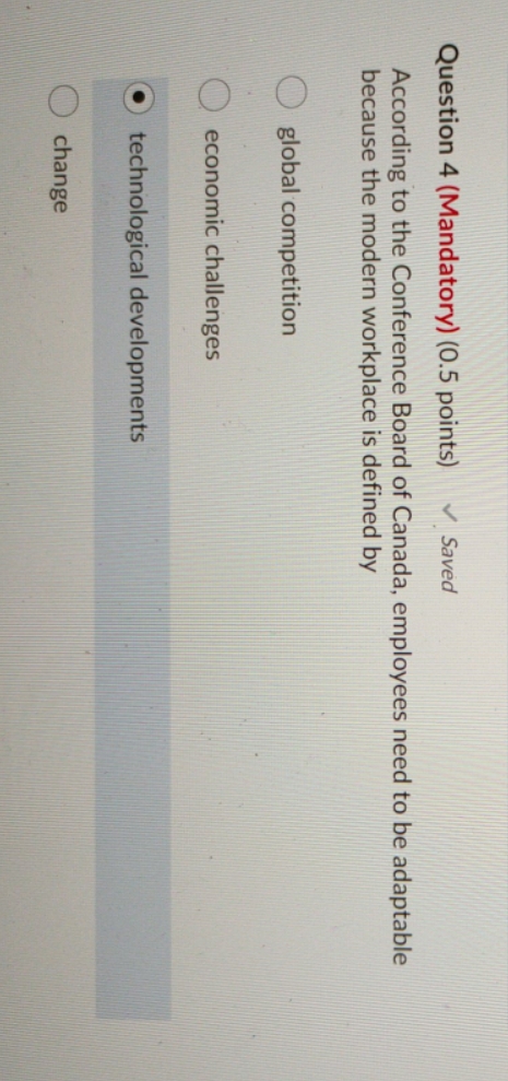 question 4 Question 4 (Mandatory) (0.5 points) Saved According to the Conference