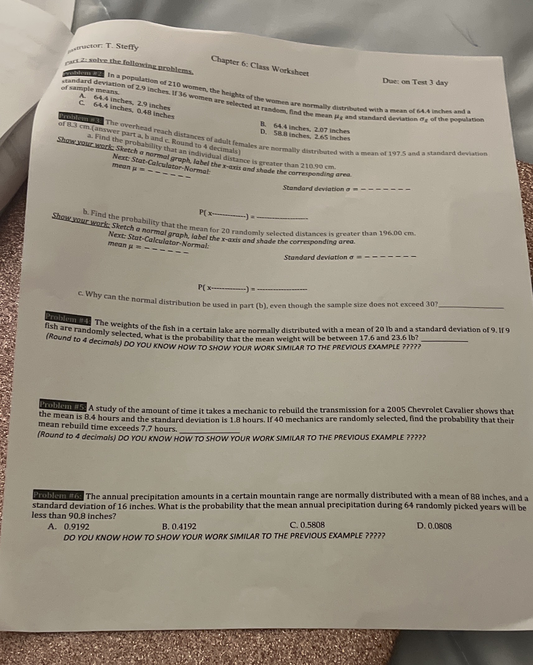 mastructor. T. Steffy Chapter 6: Class Worksheet part 2: solve the