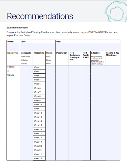 Please complete the periodized Training Plan and sample workout 1 and 2