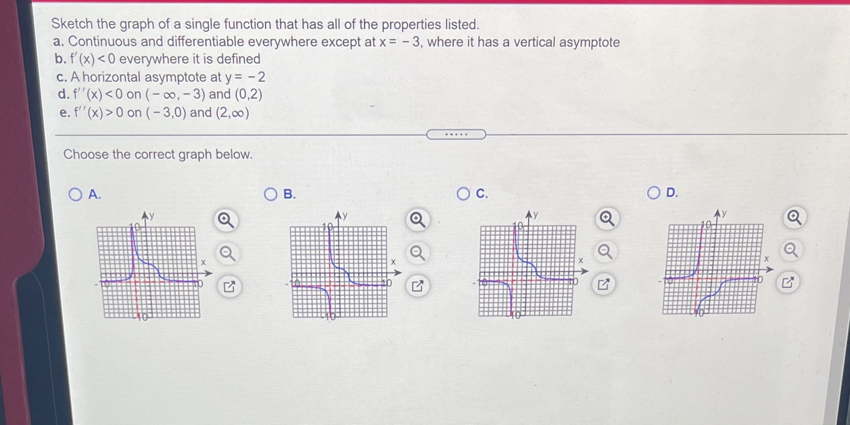  Sketch the graph of a single function that has all of